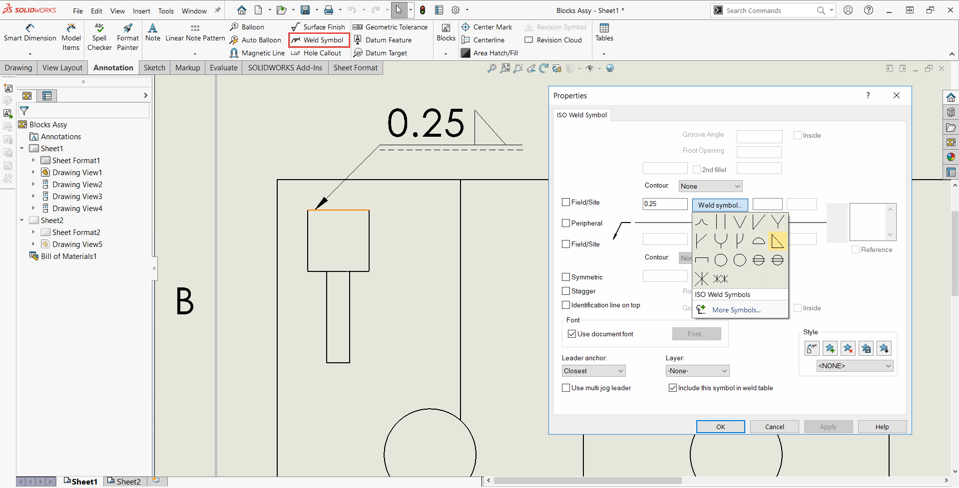 SolidWorks Welding Symbols